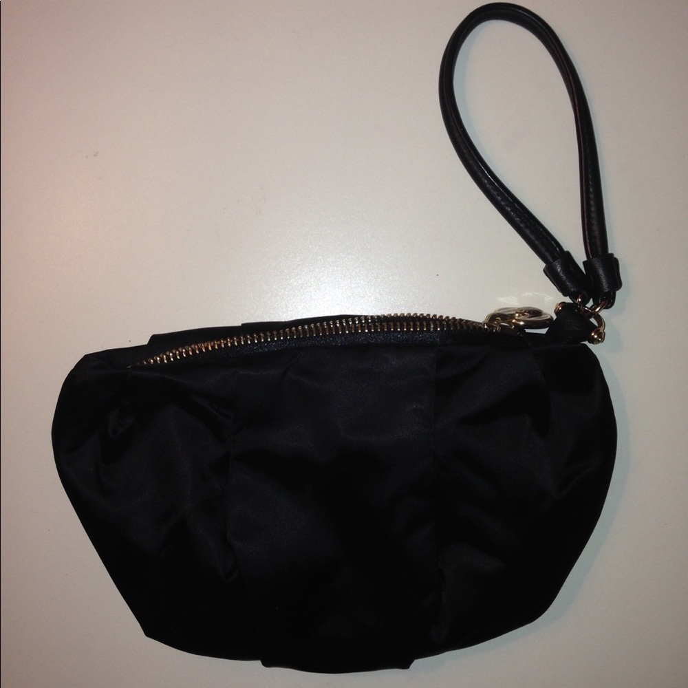 Black satin wristlet.